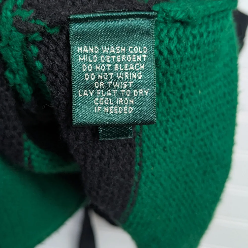 Lauren Ralph Lauren Navy and Green Belted Shawl Cardigan M - Picture 10 of 11